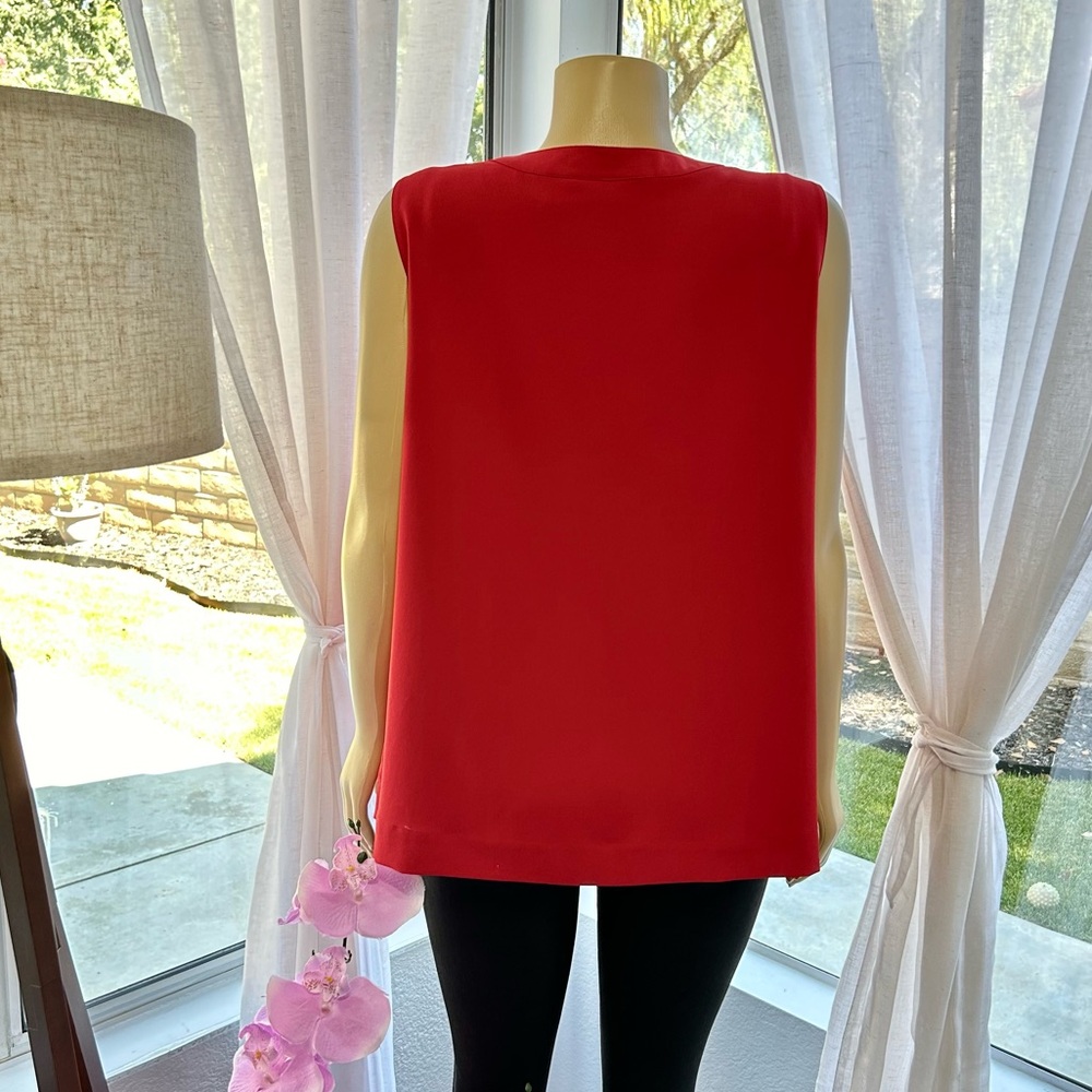 Chico's Women's Tiered Tank Blouse Burgundy Red Size 3 Sleeveless Straight Hem - Picture 3 of 5